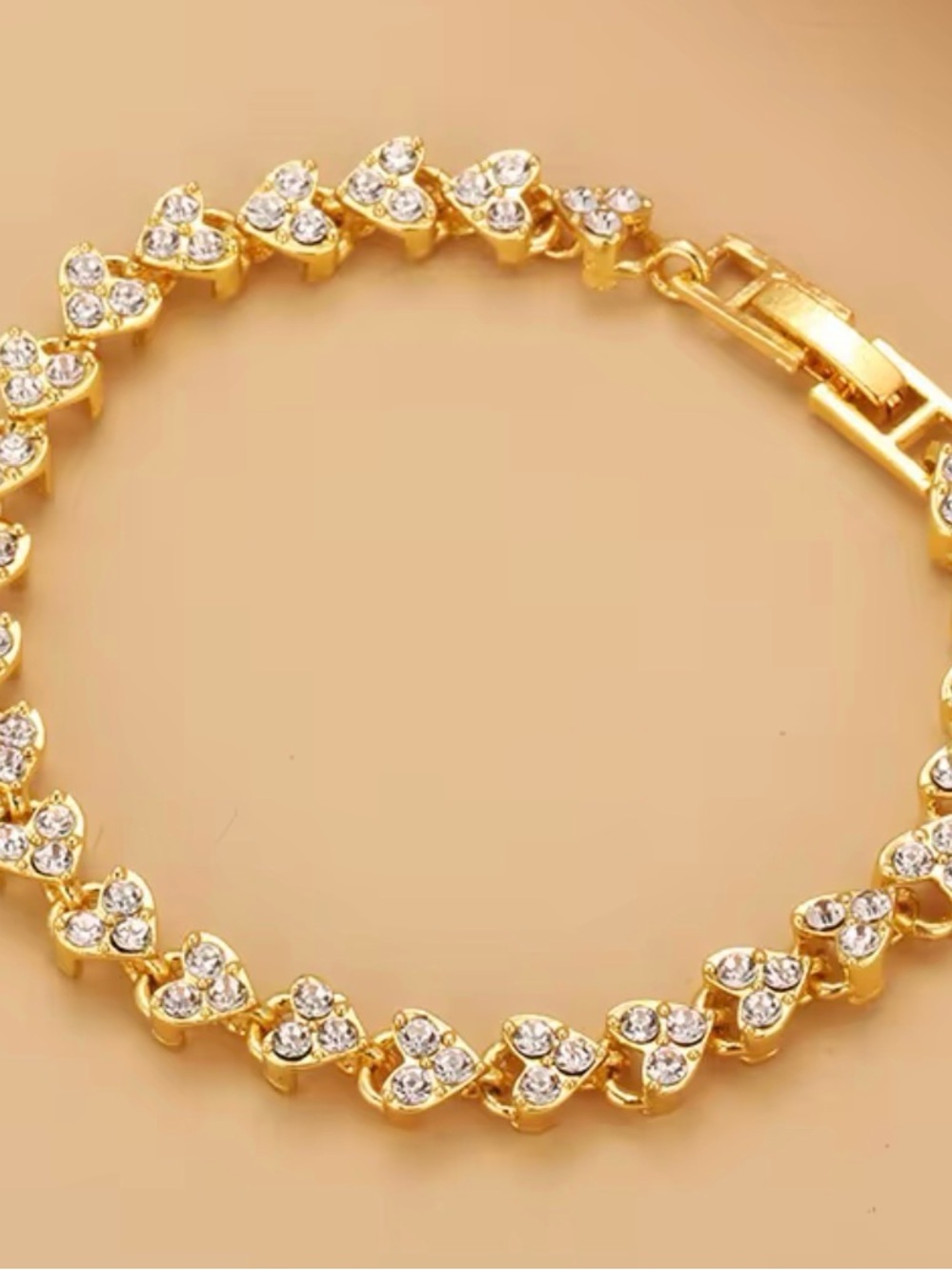 a new day Gold Heart Link Bracelet with Clear Crystals